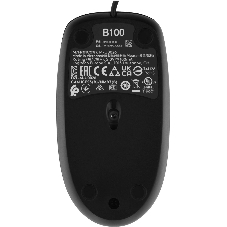 Мышь проводная Logitech B100 черный, 1000 dpi, USB, кнопки - 3