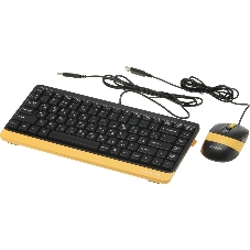 Комплект клавиатура+мышь A4Tech FStyler F1110 проводной, USB, 2000 DPI, чёрный/жёлтый