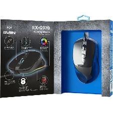 Мышь проводная SVEN RX-G970 черный, 4000 dpi, USB, кнопки - 7