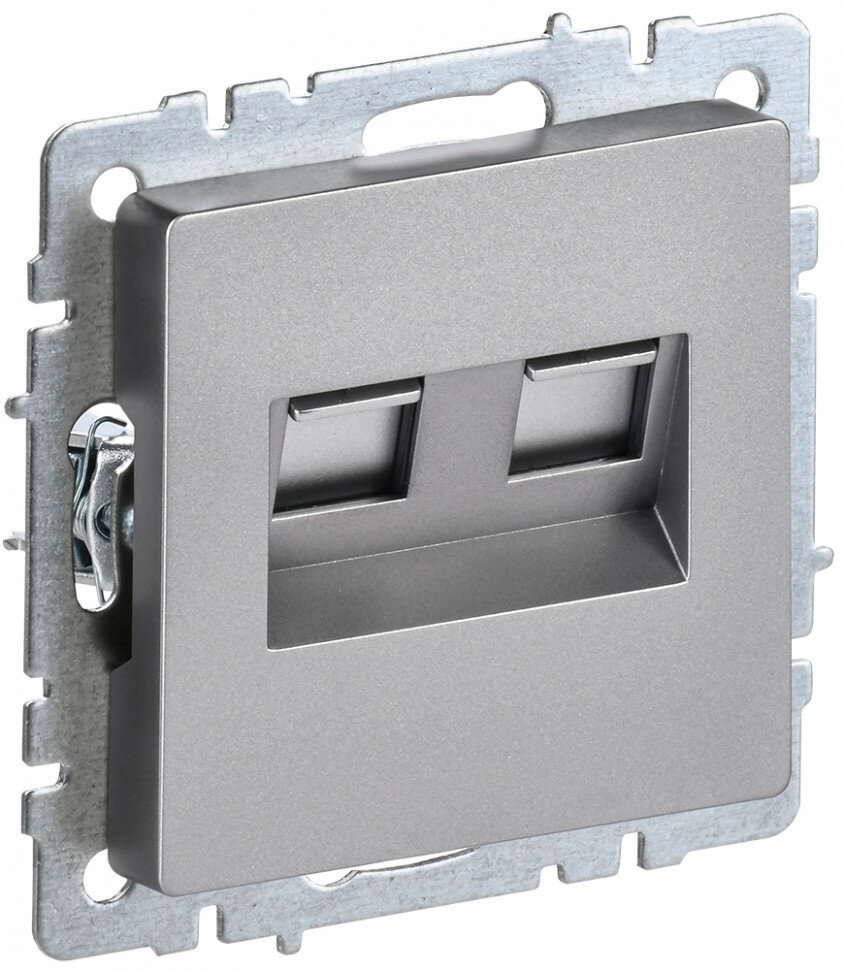 Розетка компьютерная двойная IEK BRITE РК10-2-БрС RJ45 кат.5E сталь