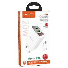 Сетевое зарядное устройство HOCO (6931474769824) C100Aaa 1USB+1Type-C 3.0A QC3.0 PD 20W, белый