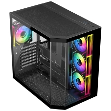 Корпус Eurocase M430ZAF Black, Midi-Tower, чёрный, 4 x 120 мм (3 x 120 мм на боковой панели, 1 x 120 мм на задней)