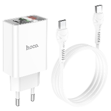 Сетевое зарядное устройство HOCO (6931474769824) C100Aaa 1USB+1Type-C 3.0A QC3.0 PD 20W, белый