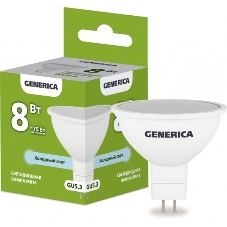 Лампа светодиодная MR16 софит 8Вт 230В 6500К GU5.3 GENERICA