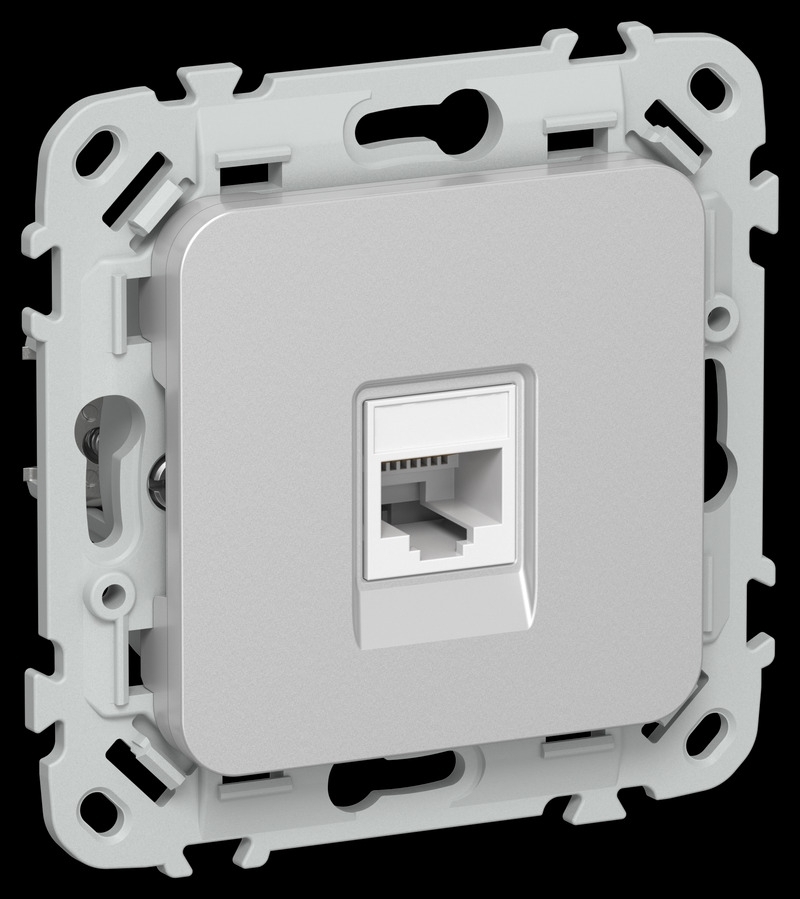 Розетка компьютерная RJ45 категория 5Е UTP РК5е-1-0-ФлА алюминий FLITE
