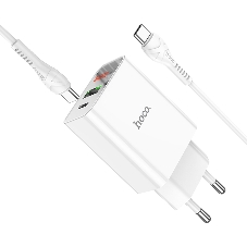 Сетевое зарядное устройство HOCO (6931474769824) C100Aaa 1USB+1Type-C 3.0A QC3.0 PD 20W, белый