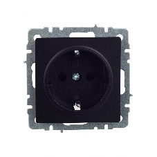 Розетка 1-местная IEK BRITE РС14-1-0-БрЧ (BR-R14-16-K02) с заземлением, с защитными шторками, 16А, черный