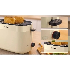 Тостер Bosch TAT2M127 бежевый, 950 Вт, 2 слота