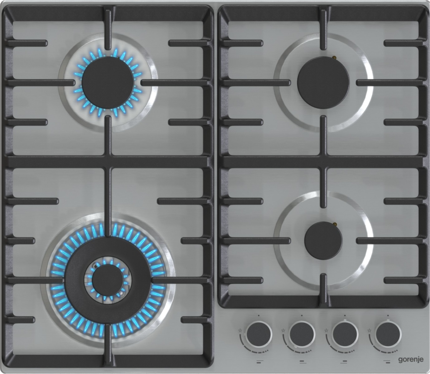 Газовая варочная поверхность Gorenje GW642ABX, 4 конфорки, металл, 8150 Вт
