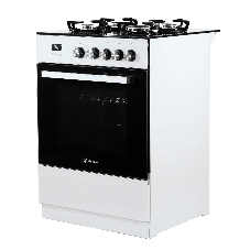 Плита комбинированная De Luxe 606040.02гэ белый, конфорок 4 шт, духовка 64 л, 60 см x 90 см x 60 см