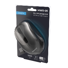 Мышь беспроводная Maxvi MWS-05 черный, 3 кнопки, 1000 dpi