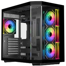 Корпус Eurocase M430ZAF Black, Midi-Tower, чёрный, 4 x 120 мм (3 x 120 мм на боковой панели, 1 x 120 мм на задней)