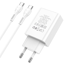 Сетевое зарядное устройство HOCO (6931474769824) C100Aaa 1USB+1Type-C 3.0A QC3.0 PD 20W, белый