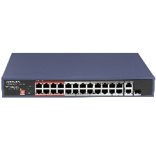 Коммутатор Hikvision DS-3E0326P-E/M(C), 24×100 Мбит/с PoE + 1×100 Мбит/с + 1×1 Гбит/с SFP, неуправляемый