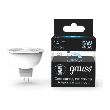 Лампа светодиодная диммируемая Gauss MR16 5Вт 4100К белый GU5.3 530лм 180-265В
