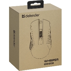 Мышь беспроводная/проводная Defender Whisper GM-209 черный, 7200 dpi, радиоканал, Bluetooth, USB, кнопки - 8