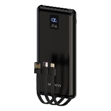 Внешний аккумулятор Maxvi PB10-11 10000 мАч черный 3A, встроенные кабели USB A/Type-C/Lightning