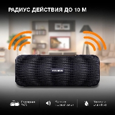 Колонка портативная Hyundai H-PS1021 черный/черный 25 Вт 1.0 BT 10м 1500mAh