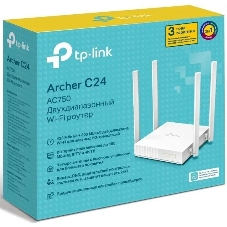 Роутер беспроводной TP-Link Archer C24 AC750 10/100BASE-TX белый