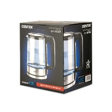 Электрочайник Centek CT-0032 прозрачный, 1.7 л, 2200 Вт, скрытый нагревательный элемент