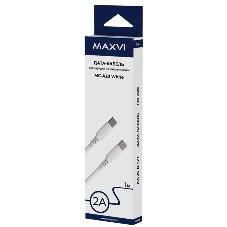 Кабель Maxvi MC-A20 white Type-C - Type-C, 2A ток макс. нагрузки 2А, макс. напряжение 5V, длина кабеля 1м, материал PVC, белый