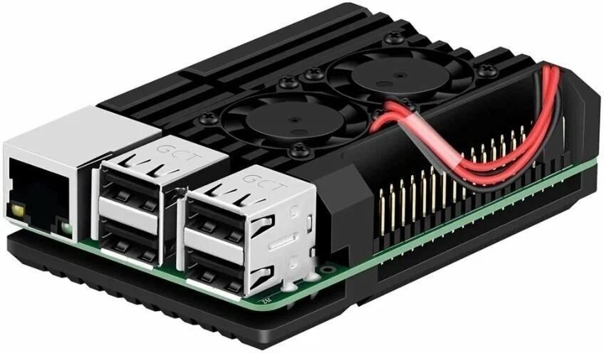 Корпус ACD RA503 Aluminum Case with Double Fans for Raspberry Pi 4B, черный