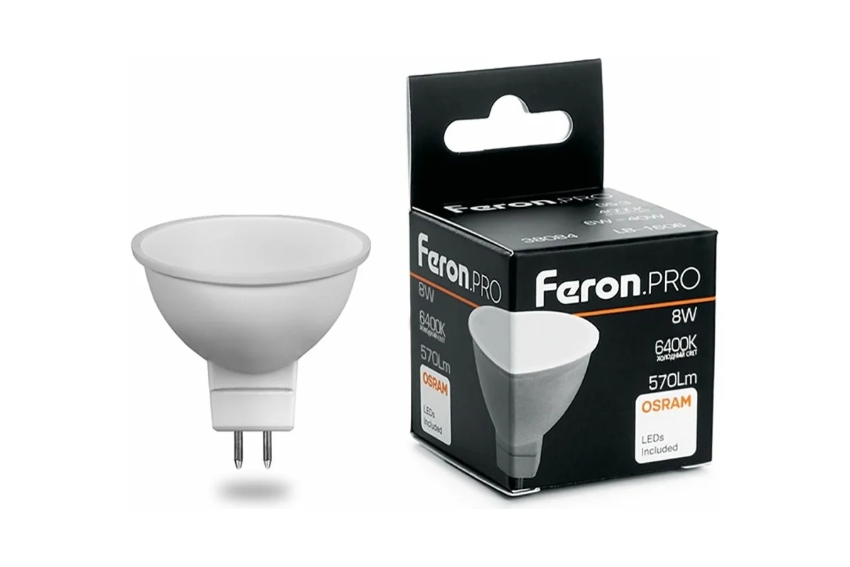 Лампа светодиодная Feron PRO LB-1608 8Вт 230В GU5.3 дневной