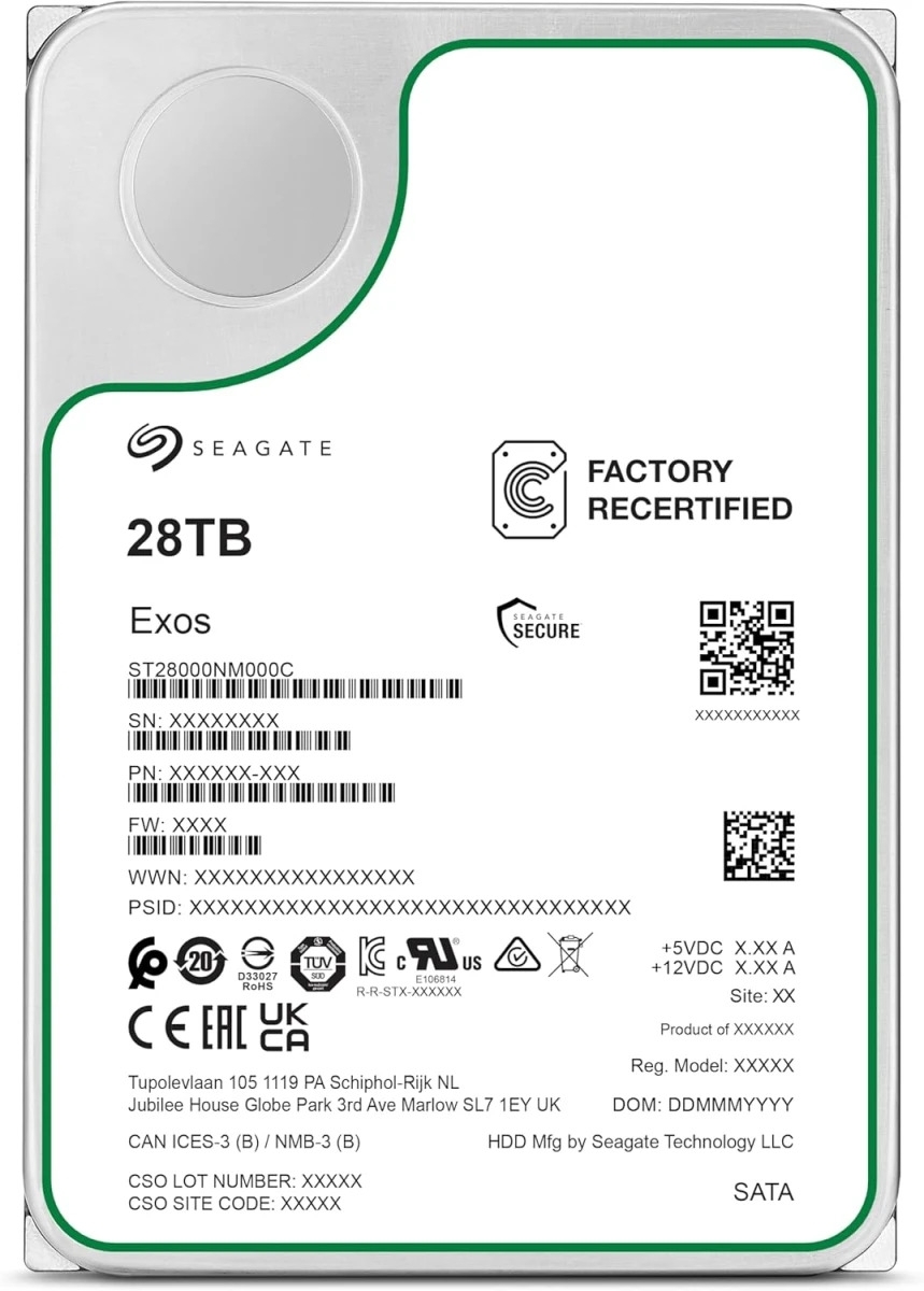 Жесткий диск HDD Seagate Exos X28 28Tb 7200rpm SATA 512Mb 3.5