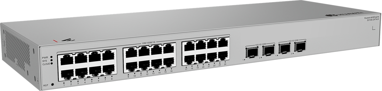 Коммутатор Huawei S310S-24T4JX, 24×1 Гбит/с + 2×10 Гбит/с SFP+ + 2×2,5 Гбит/с SFP, управляемый