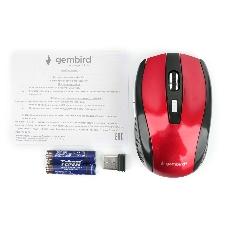 Мышь беспроводная Gembird MUSW-330-3 красный, 2400 dpi, радиоканал, USB, кнопки - 6