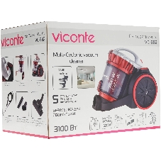 Пылесос Viconte VC-392 красный/черный, 600/3100 Вт, уборка сухая, пылесборник контейнер 2.2 л