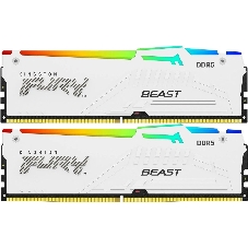 Оперативная память Kingston Fury Beast, DDR5, 32Gb (2x16Gb), 5600MHz, CL40, DIMM, с радиаторами, RGB, белый