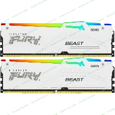 Оперативная память Kingston Fury Beast, DDR5, 32Gb (2x16Gb), 5600MHz, CL40, DIMM, с радиаторами, RGB, белый