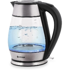 Чайник Vitek VT-7037(TR) Мощность 2200 Вт Макс. объем 1,7 л Корпус из термостойкого стекла.