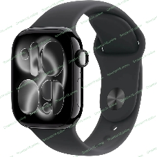 Умные часы Apple Watch Series 11 A3331 42мм OLED корп.черный Sport Band рем.черный разм.брасл.:140-190мм (MEQT4LW/A)