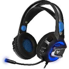 Гарнитура Crown CMGH-3001 чёрный/синий, проводная, подсветка