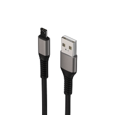 Дата-кабель Maxvi MC-21M USB-MicroUSB 2.4А, 1м, black-grey
