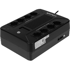 Источник бесперебойного питания SMARTWATT UPS SAFE PRO LCD 1000 черный 1000/600 ВА/Вт, напольный/настенный, линейно-интерактивный, LCD дисплей, Shuko CEE7/4 - 8 шт. (4 шт. с резервным питанием, 4 шт. - сетевой фильтр)