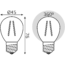 Лампа филам. Gauss Filament 10Вт цок.:E27 шар св.свеч.бел.нейт. (упак.:10шт) (52220)