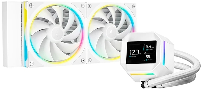 Система жидкостного охлаждения Deepcool LM240 WH ARGB Soc-AM5/AM4/1200/1700/1851 белый 4-pin 19-36dB Al LCD 220W 1404gr Ret (R-LM240-WHDMMC-1)