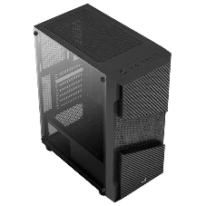 Корпус Aerocool/Formula Menace Saturn RGB-G-BK-v1 (3xUSB, 2xAudio, 0.5 мм, 120 мм FAN, прозрачная стенка-закаленное стекло, mATX