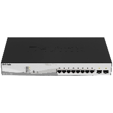 Коммутатор D-Link DGS-1210-10MP/FL2A, 8×1 Гбит/с PoE + 2×1 Гбит/с SFP, настраиваемый