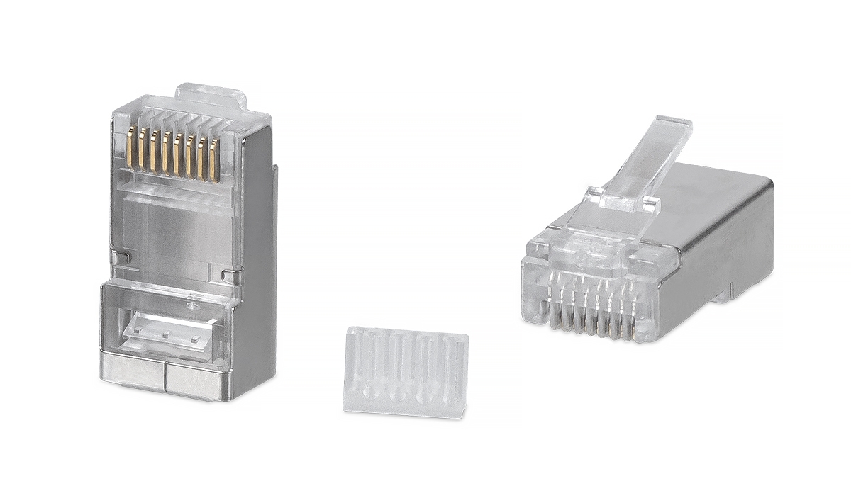 Коннектор Cabeus 8P8C-SH-C6-TWP RJ-45 под витую пару, категория 6, экранированный, универсальный, со вставкой
