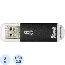 Флешка USB Smartbuy V-Cut Black (SB8GBVC-K), 8Gb, USB 2.0, R/W 20/10, черный