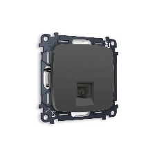 Комплект механизма компьютерной розетки OMEGA Графит мягкое касание RJ-45(8P8C) CAT6 с шторкой QUANT (OP9120, VM188) MO912010