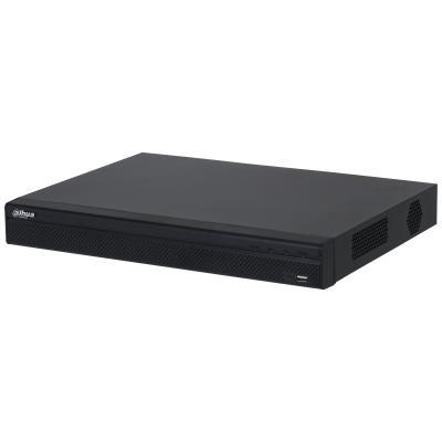 Видеорегистратор IP 32-канальный DAHUA 4K и H.265+. Входящий поток до 160 Мбит/с; сжатие: Н.265+/H.265+, H.265, H.264+, H.264+/H.264; разрешение записи до 12Мп; накопители: 2 SATA III до 20Тбайт; воспр