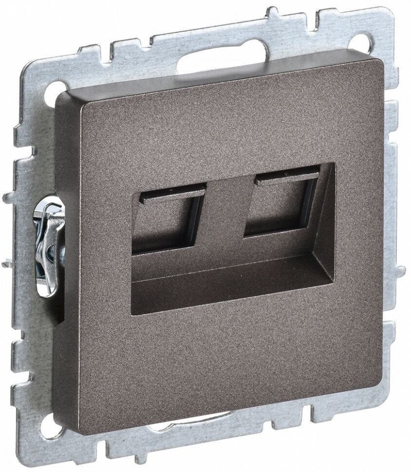 Розетка компьютерная двойная RJ11+RJ45 IEK BRITE РК/Т12-БрТБ кат.5E темная бронза