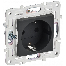 Розетка IEK SKANDY SK-R04G (SK-R14-16-K53) с заземлением, с защитными шторками 16А, графит