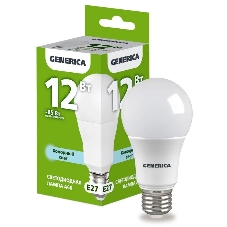 Лампа светодиодная GENERICA LL-A60-12-230-65-E27-G A60 12Вт грушевидная 6500К E27 230В Лампа светодиодная GENERICA LL-A60-12-230-65-E27-G A60 12Вт грушевидная 6500К E27 230В