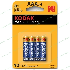 Батарейки Kodak LR03-4BL MAX SUPER Alkaline K3A-4 (40/200/32000)